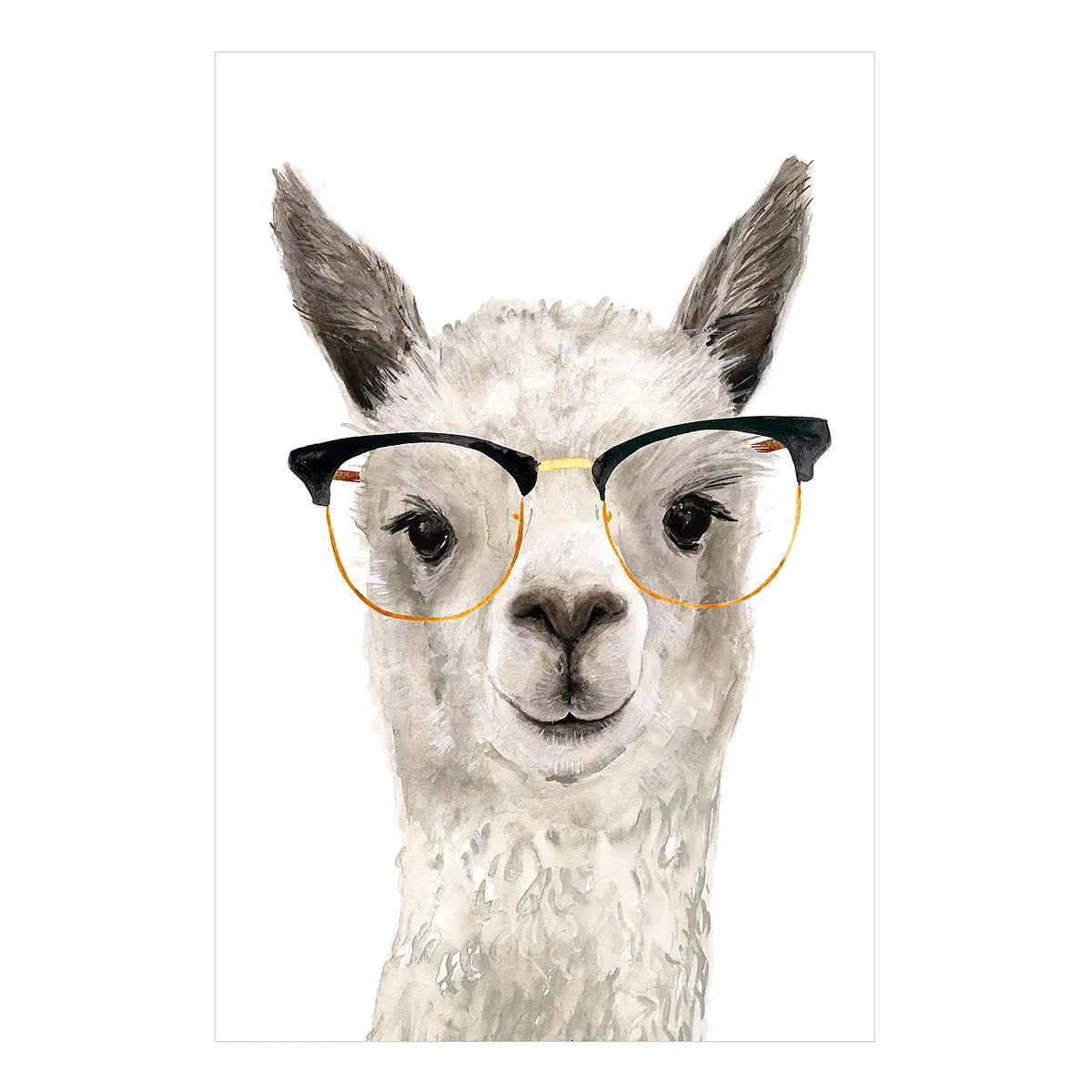 Vinylteppich Hippes Lama mit Brille | Weiß