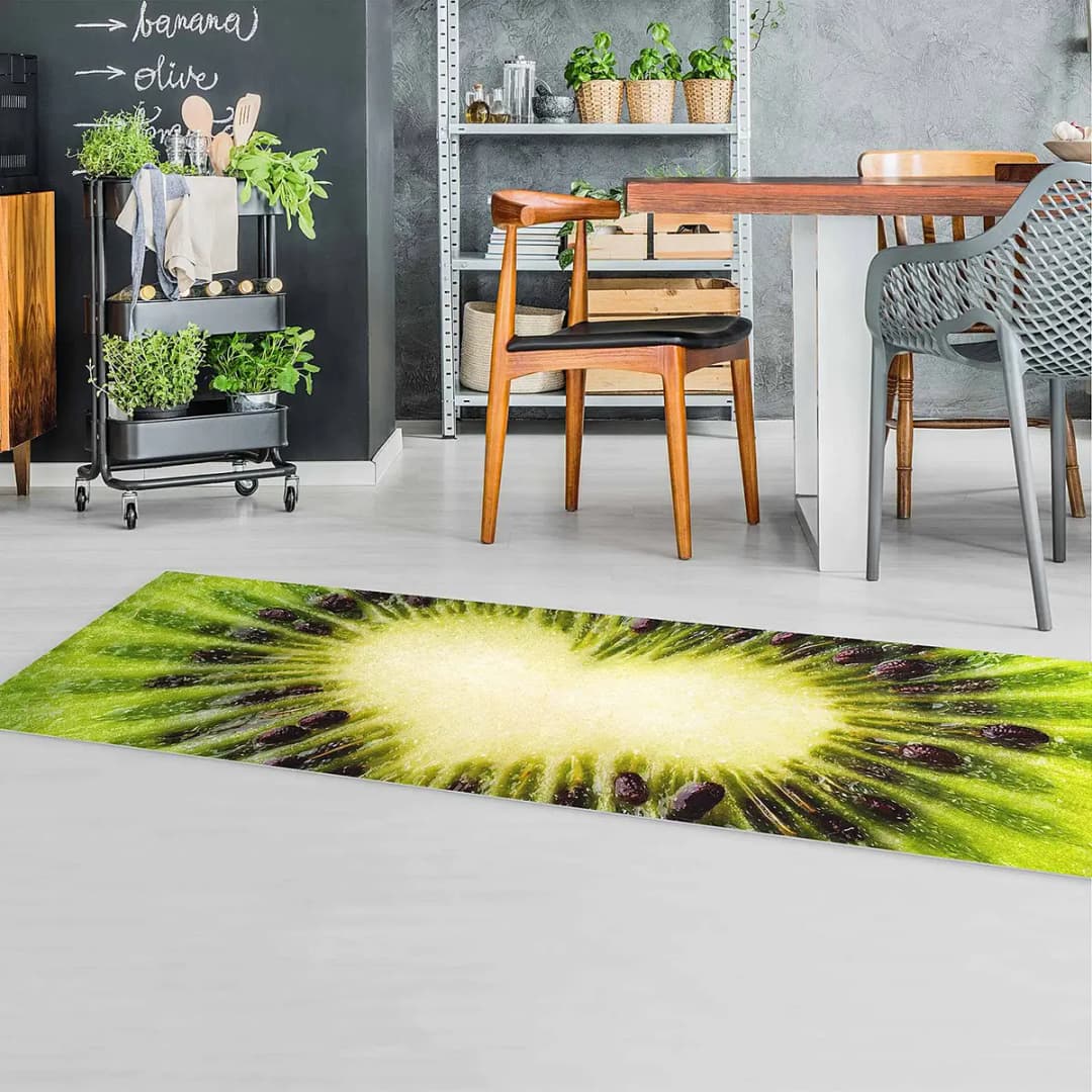 Vinylteppich Kiwi Heart 240 x 80cm Grün | Grün