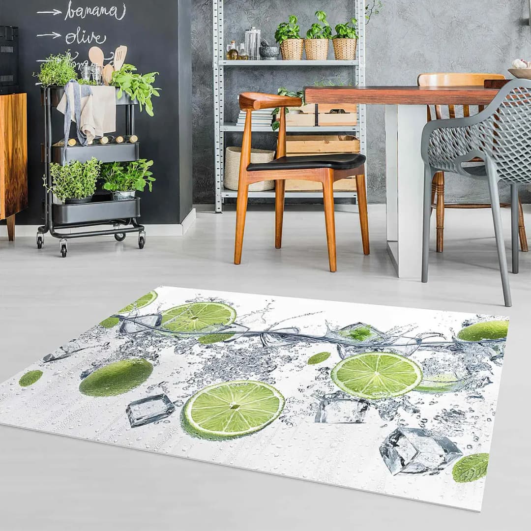 Vinylteppich Erfrischende Limette | Weiß