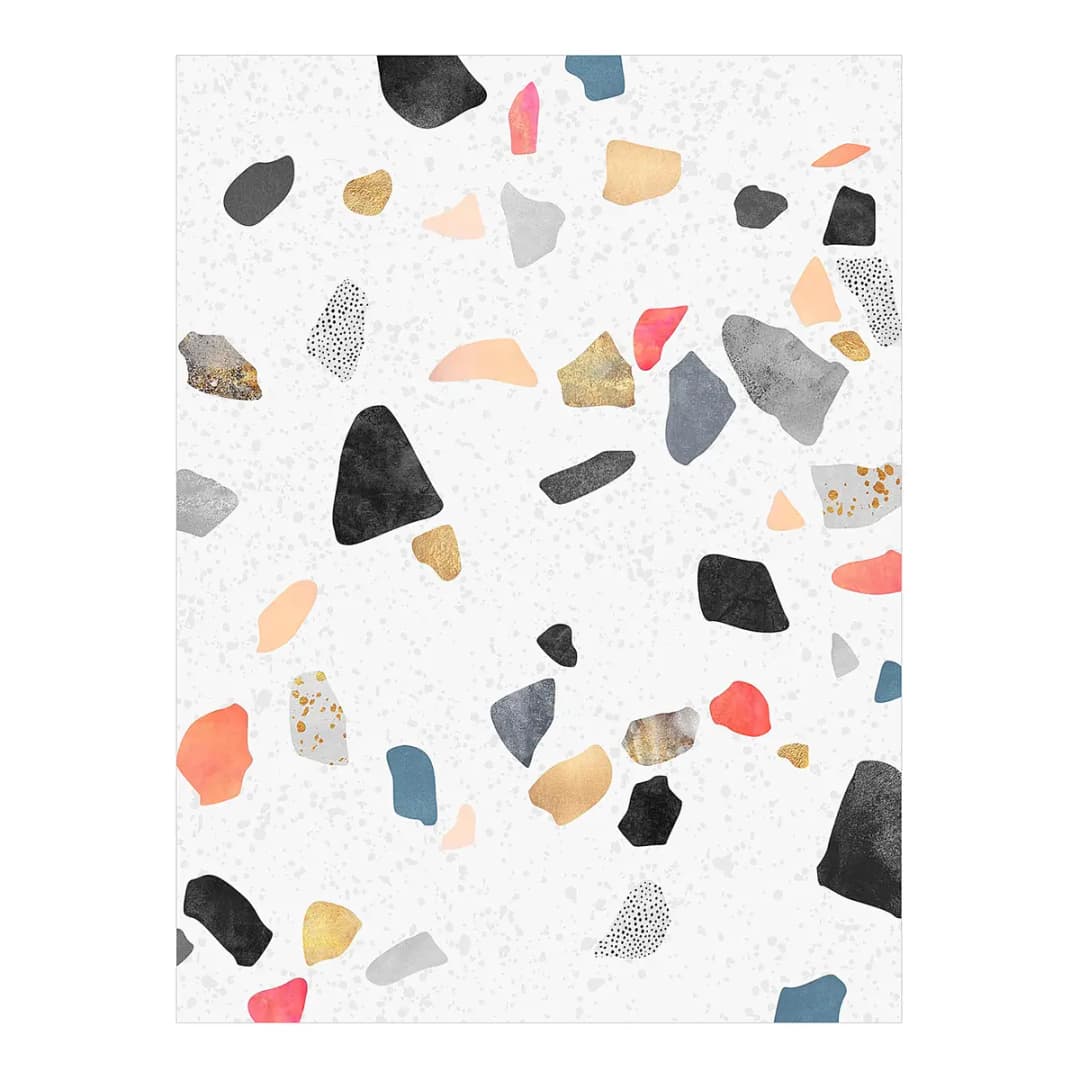 Vinylteppich Terrazzo mit Goldsteinchen | Weiß