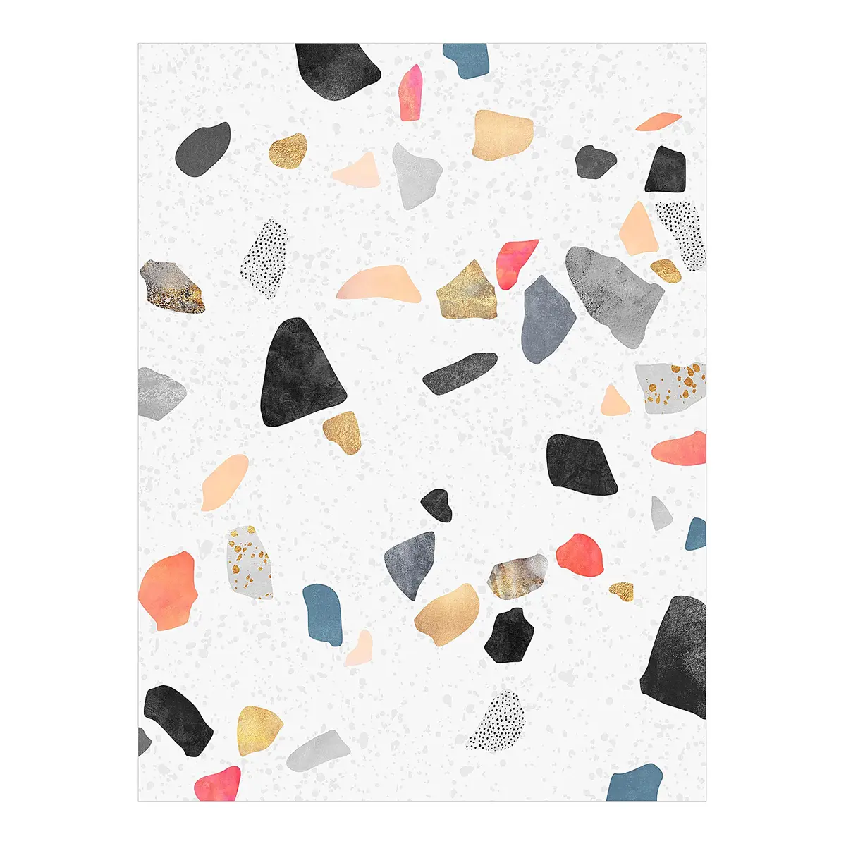 Vinylteppich Terrazzo mit Goldsteinchen | Weiß
