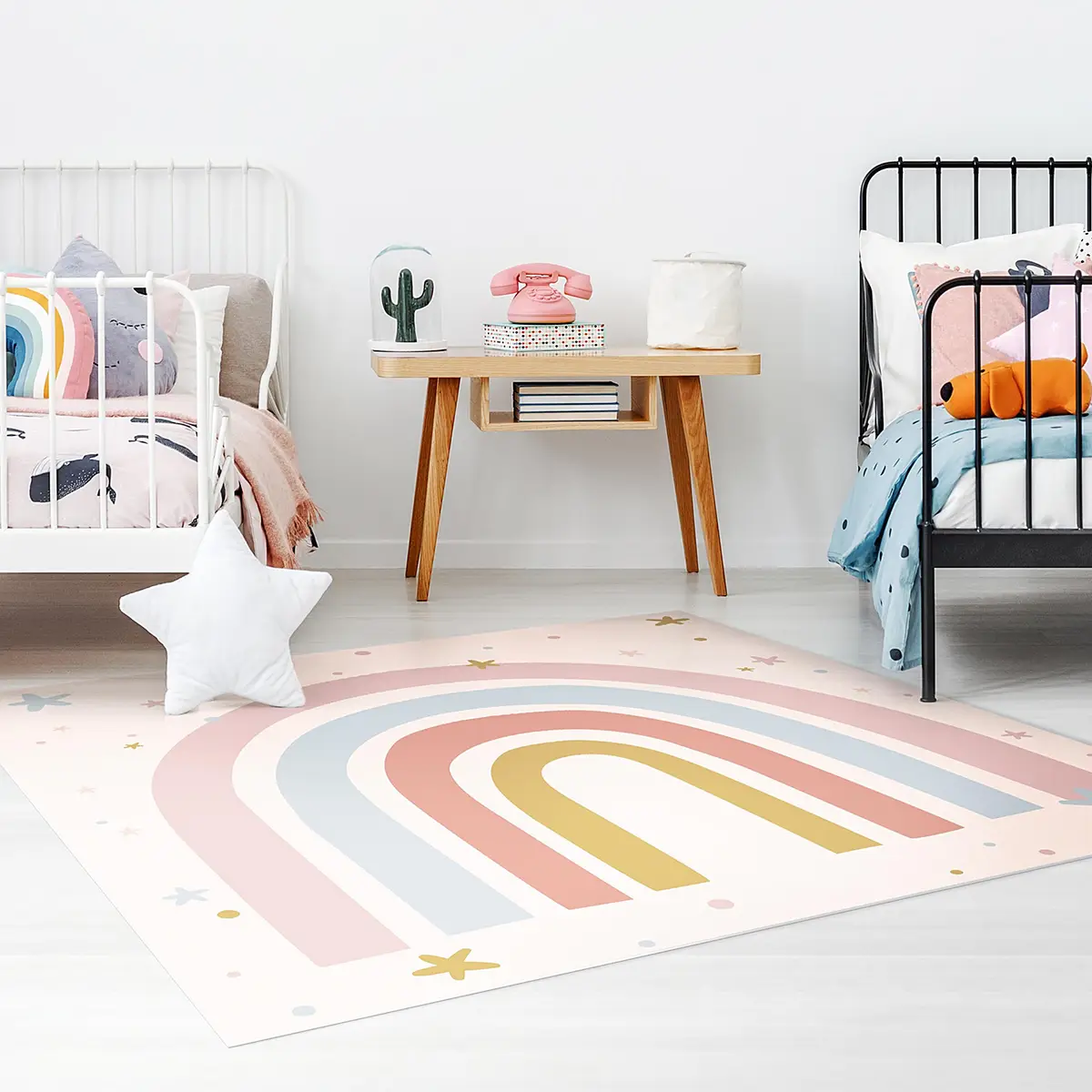 Vinylteppich Regenbogen mit Sternen | Mehrfarbig