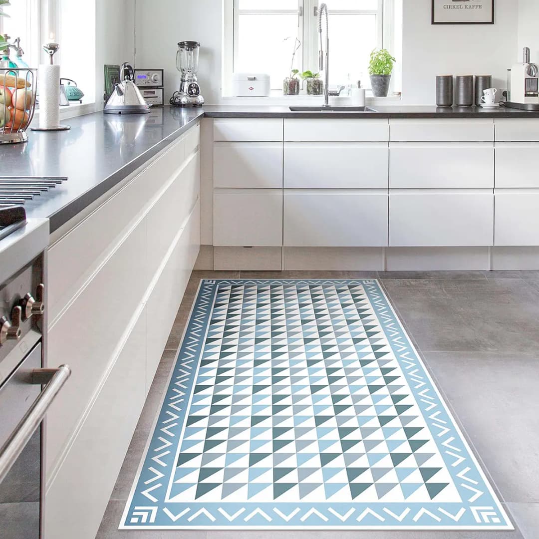 Vinylteppich Fliesen Kleine Dreiecke | Blau