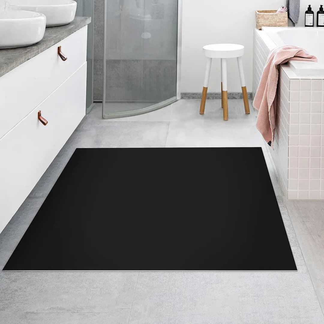 Vinylteppich Tiefschwarz 100 x 100cm Schwarz | Schwarz