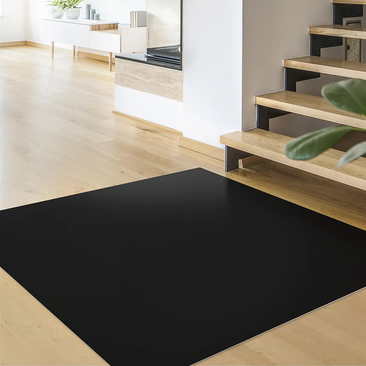 Vinylteppich Tiefschwarz 100 x 100cm Schwarz | Schwarz