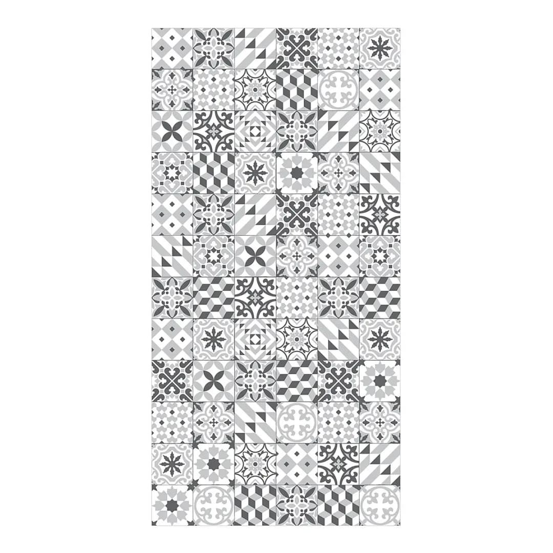 Vinylteppich Geometrischer Fliesenmix | Grau