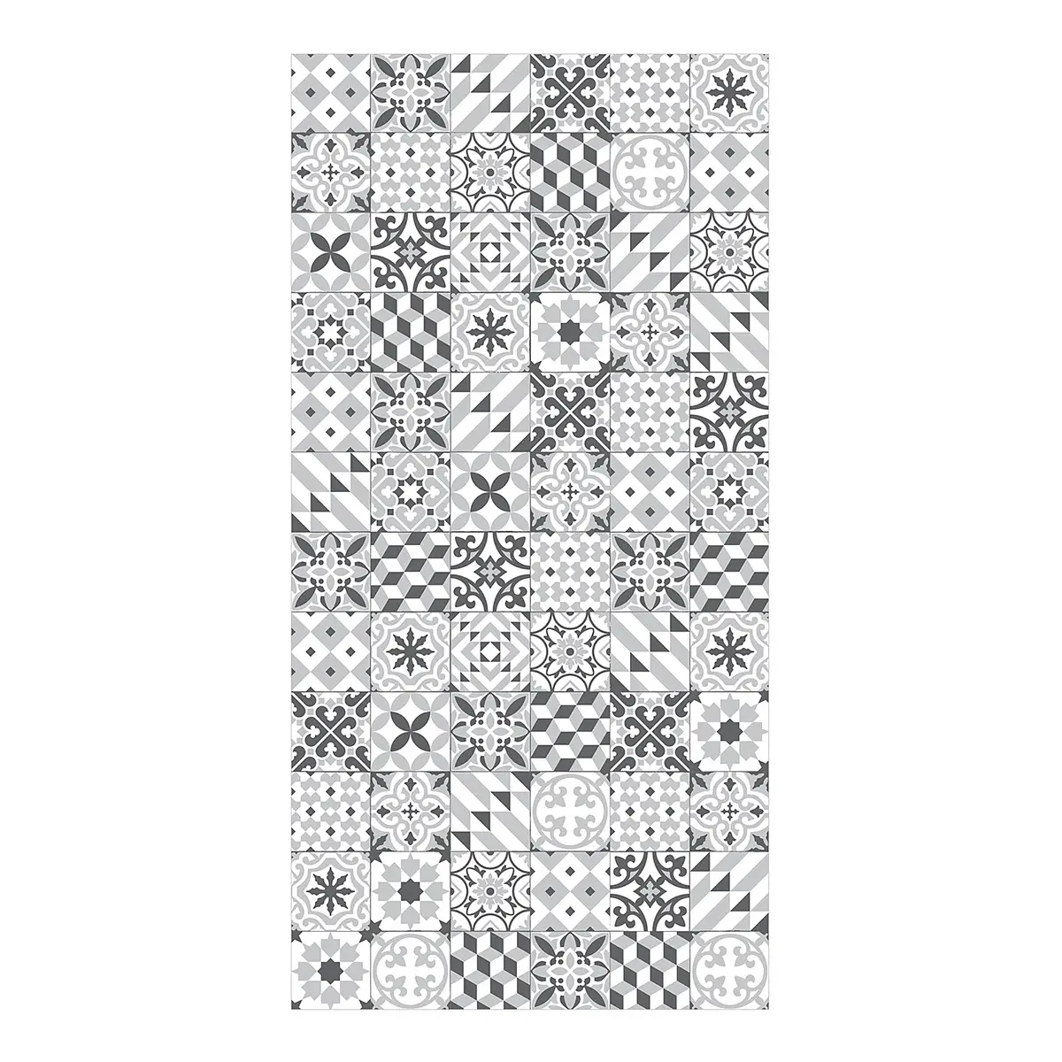 Vinylteppich Geometrischer Fliesenmix | Grau