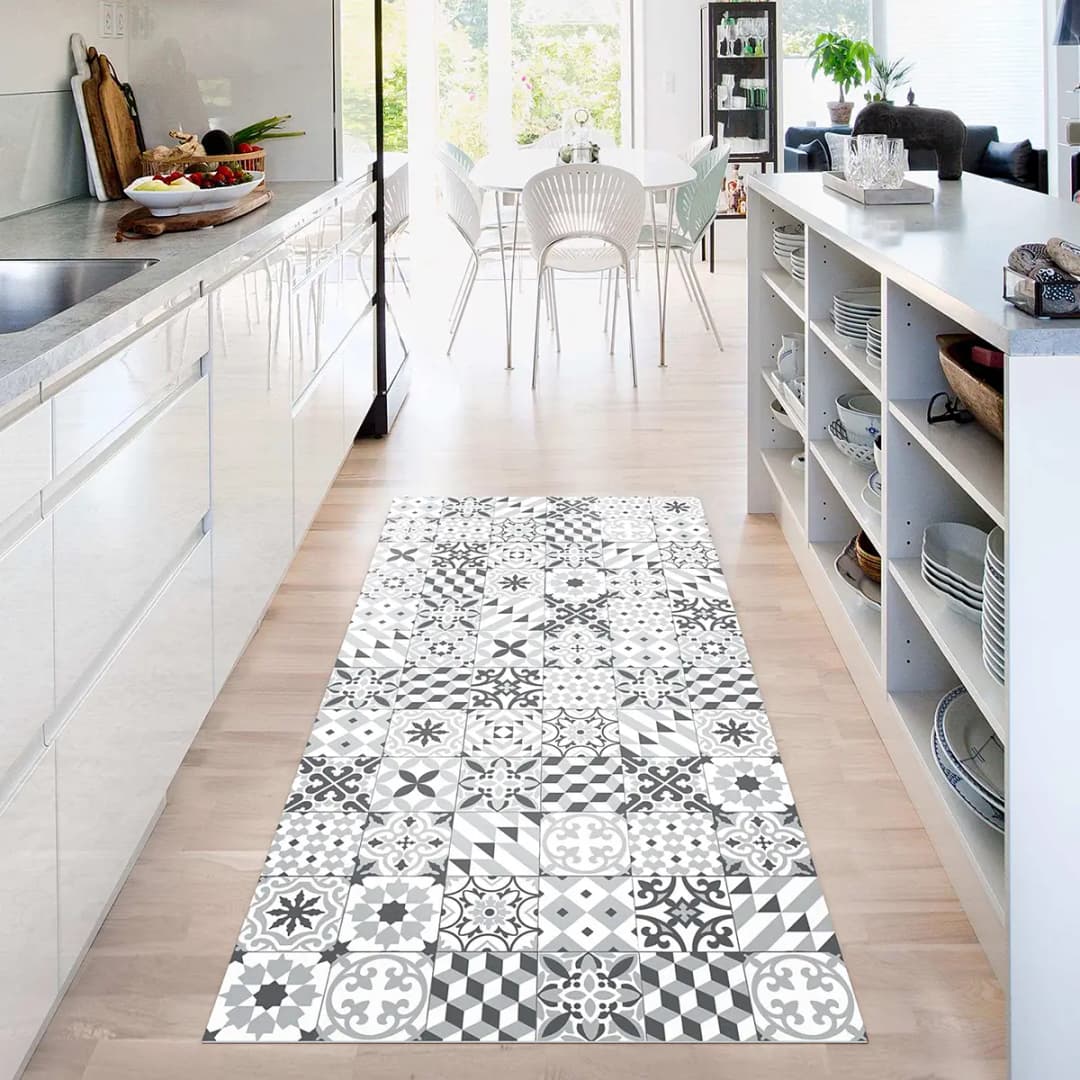 Vinylteppich Geometrischer Fliesenmix | Grau