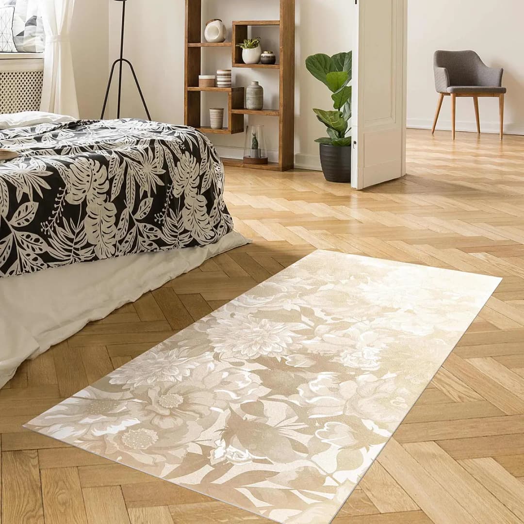 Vinylteppich Vintage Blütentraum | Beige