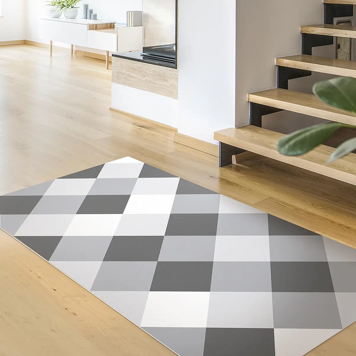 Vinylteppich Gedrehtes Schachbrett | Grau