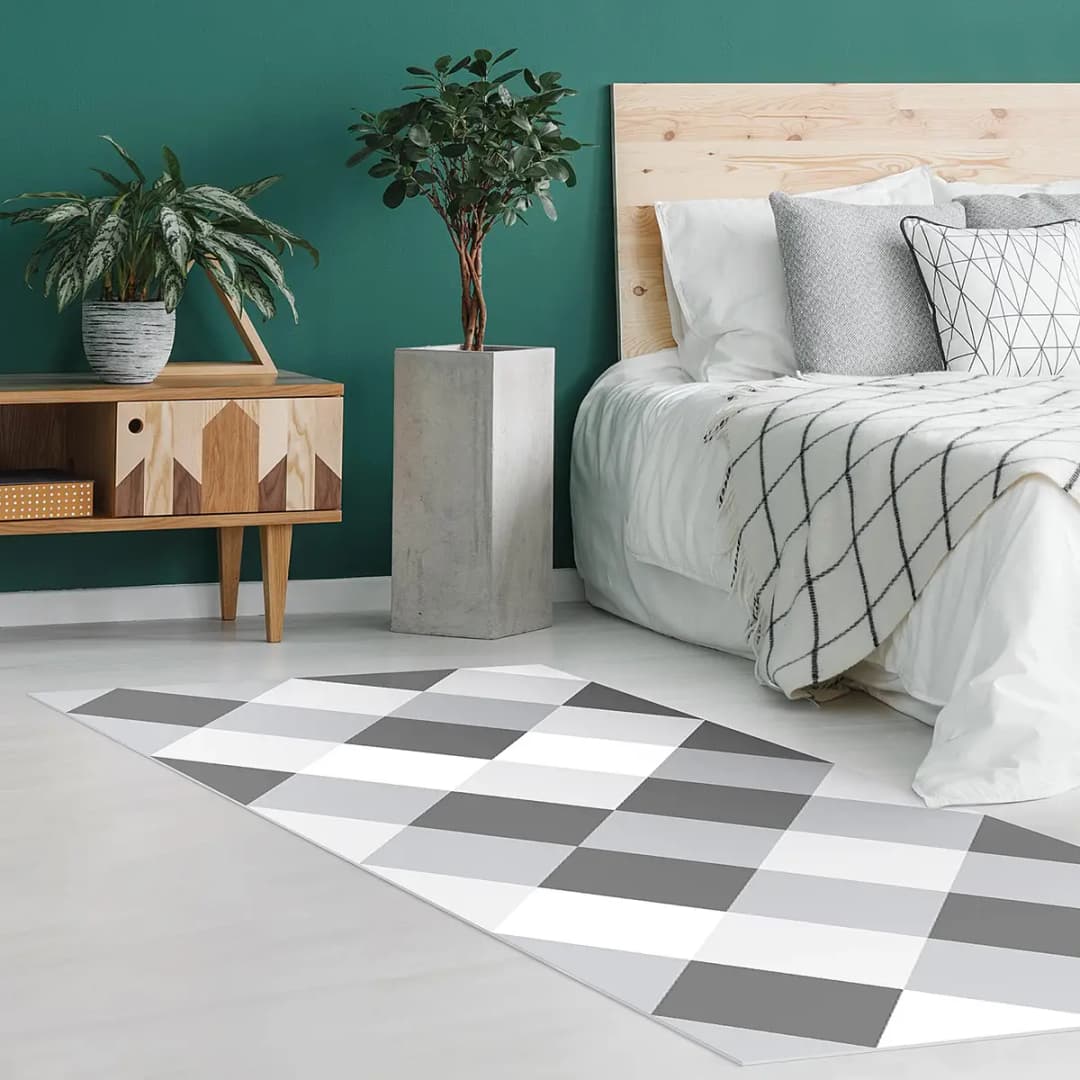 Vinylteppich Gedrehtes Schachbrett | Grau