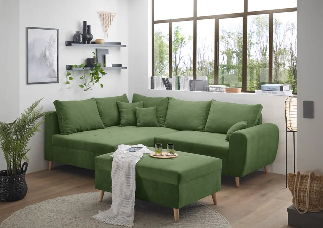 Ecksofa Capstone Grün Cordstoff Fjella | Grün