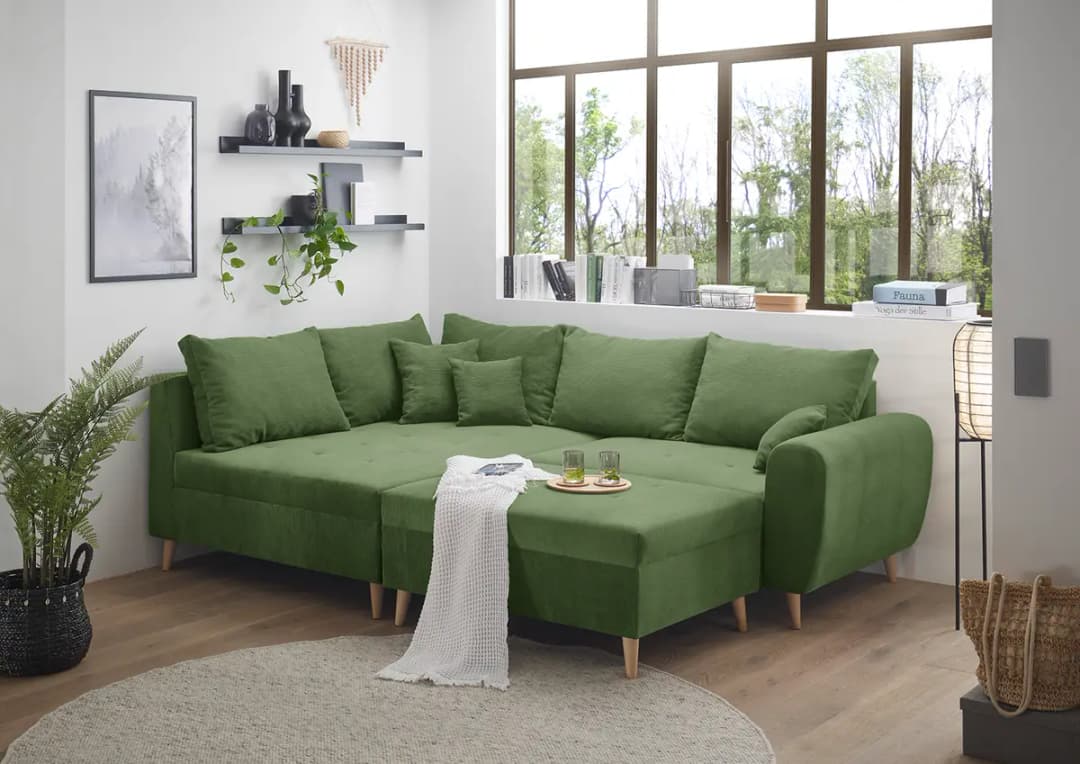 Ecksofa Capstone Grün Cordstoff Fjella | Grün