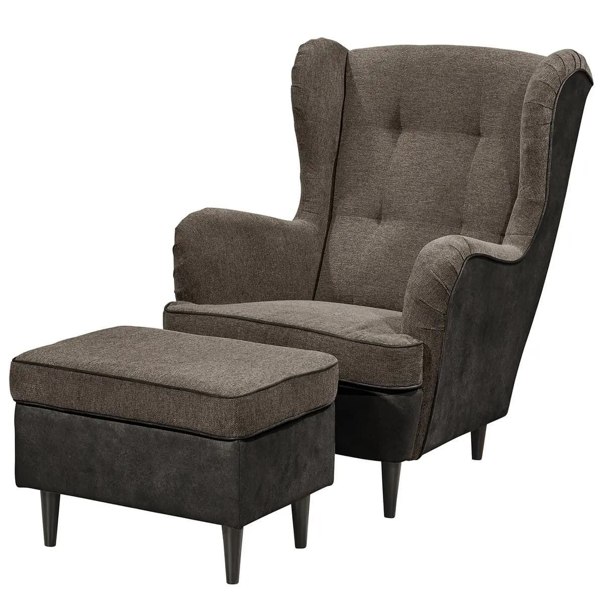 Sessel Salvo mit Hocker | Braun