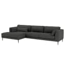 Ecksofa mit Longchair Grau Strukturstoff Kari | Grau