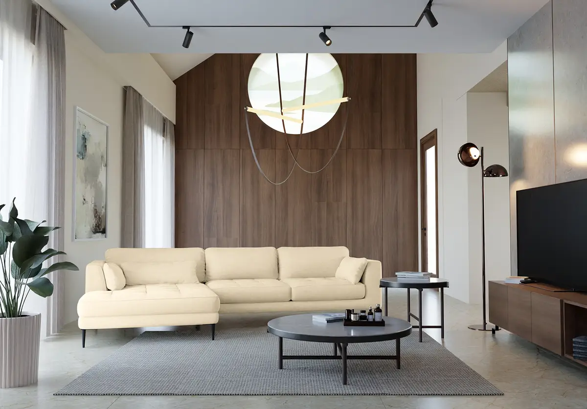 Ecksofa mit Longchair | Beige