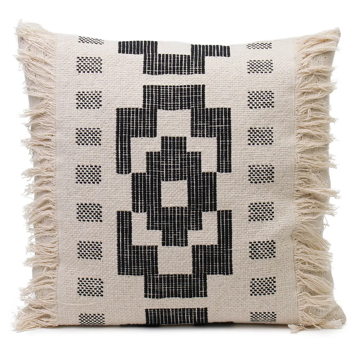 Kissenhülle Boho Style Grau/Anthrazit 50 x 50cm Mischgewebe | Grau