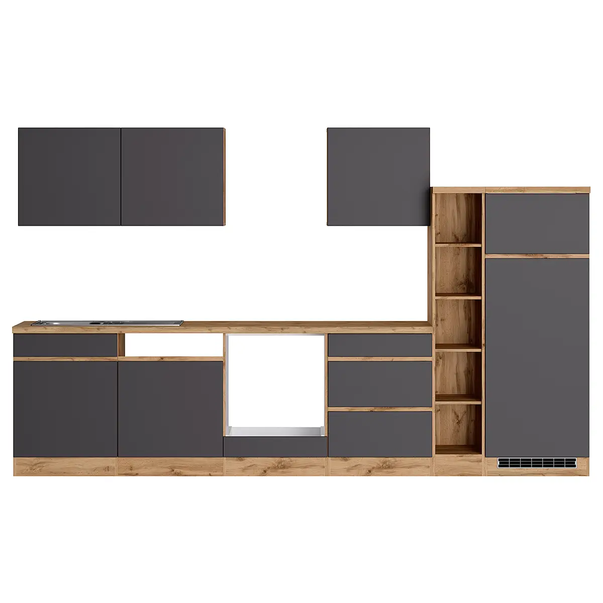 Küchenzeile Turin Kombi B 330cm | Braun