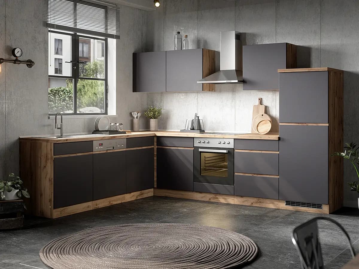 Eck-Küchenzeile Turin Kombi A | Braun