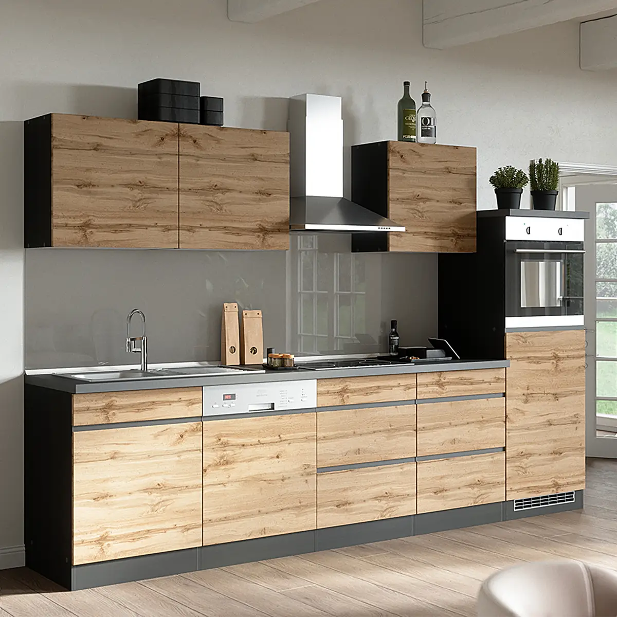 Küchenzeile Turin Kombi C 300cm | Braun