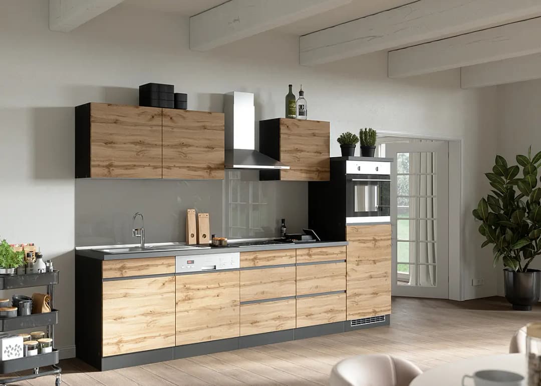Küchenzeile Turin Kombi C 300cm | Braun