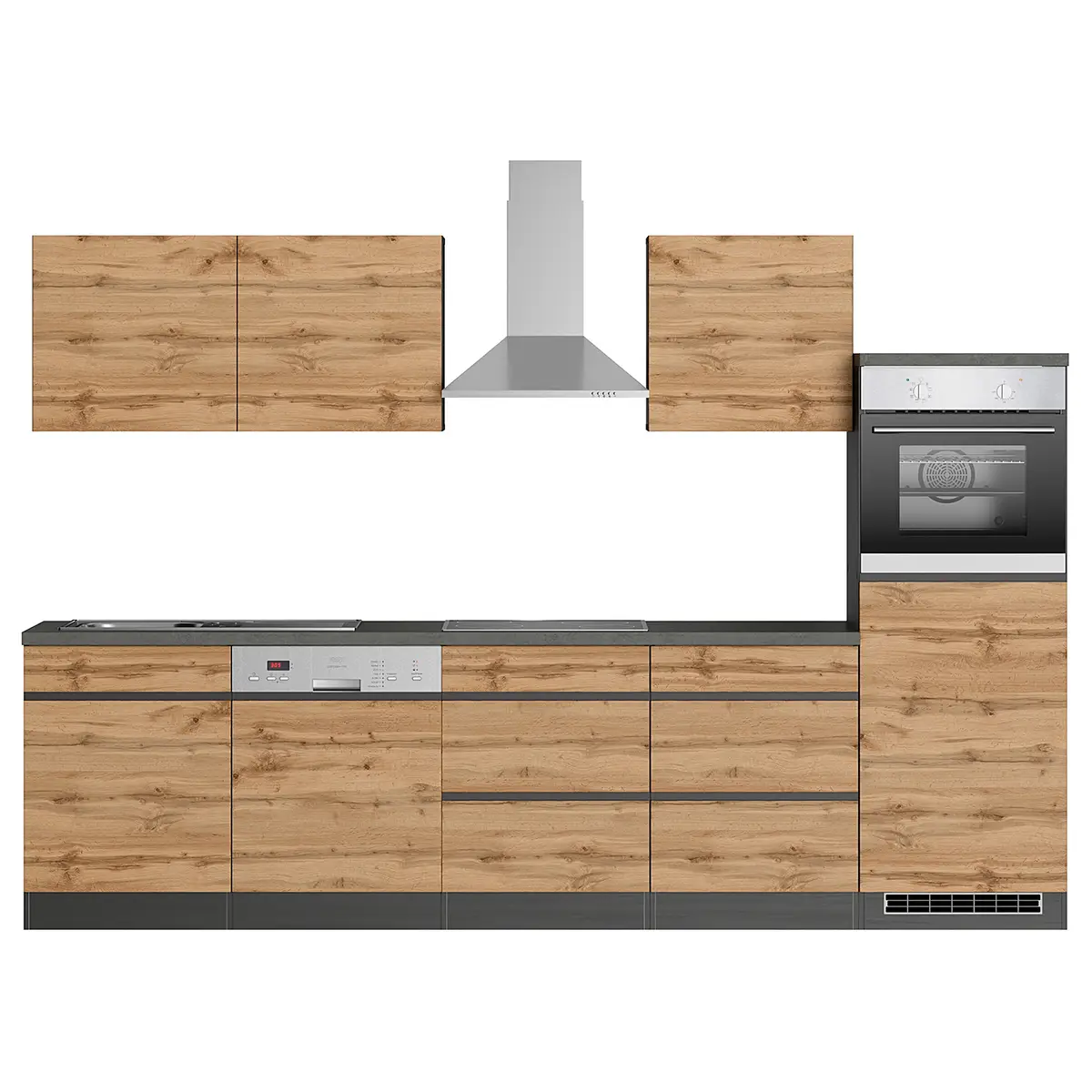 Küchenzeile Turin Kombi C 300cm | Braun
