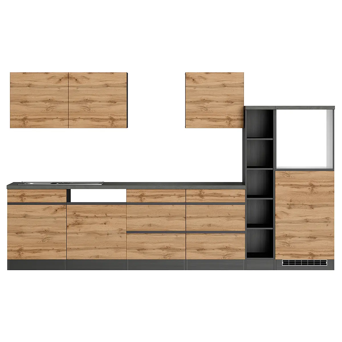 Küchenzeile Turin Kombi C 330cm | Mehrfarbig