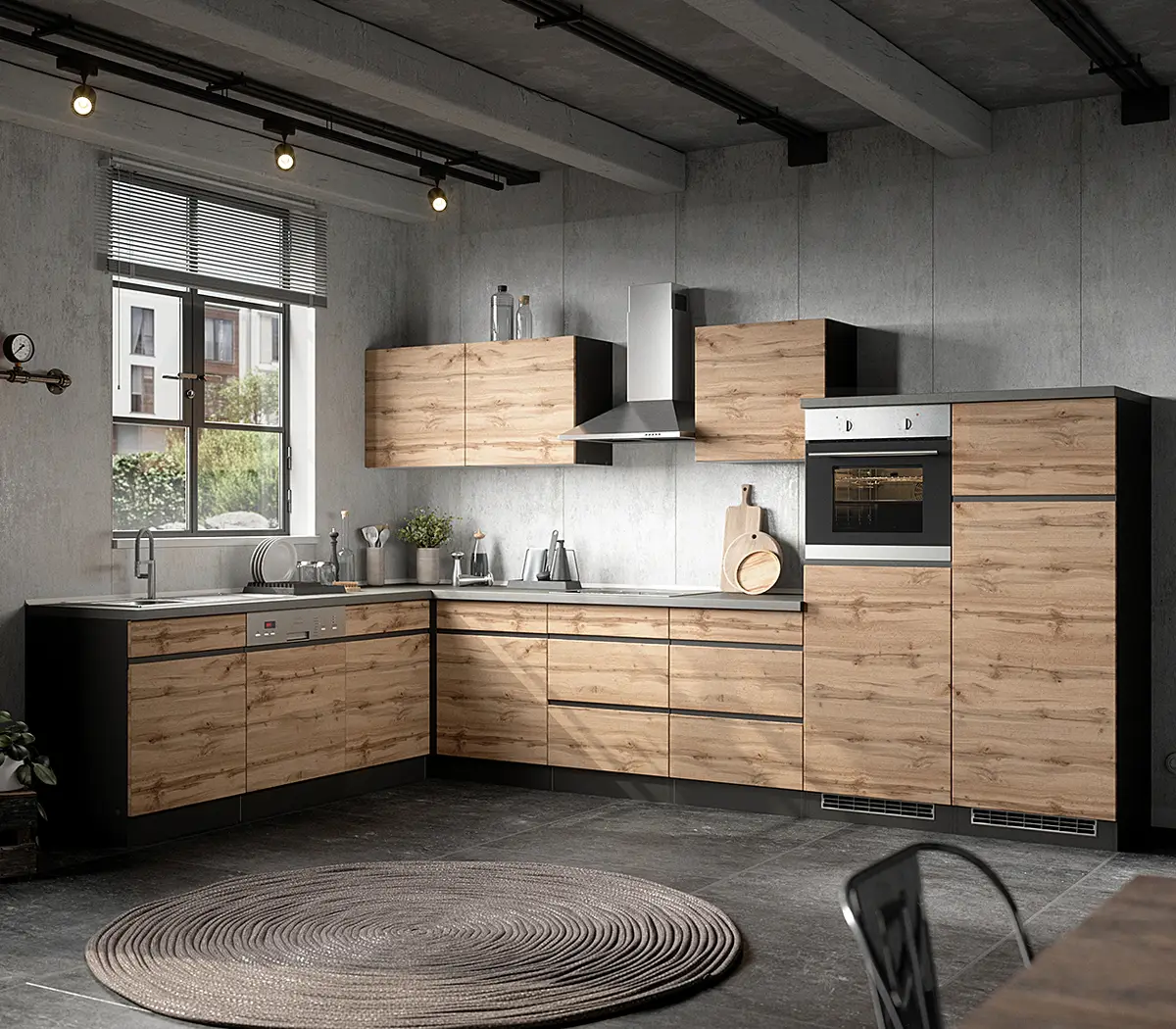Eck-Küchenzeile Turin Kombi C | Braun
