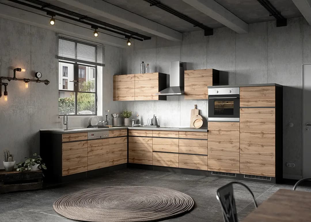 Eck-Küchenzeile Turin Kombi C | Braun