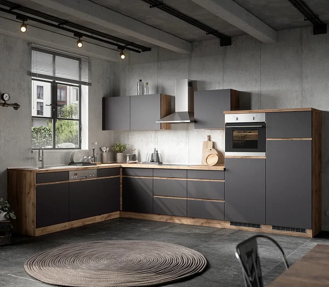 Eck-Küchenzeile Turin Kombi C | Braun