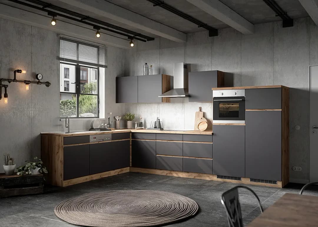 Eck-Küchenzeile Turin Kombi C | Braun