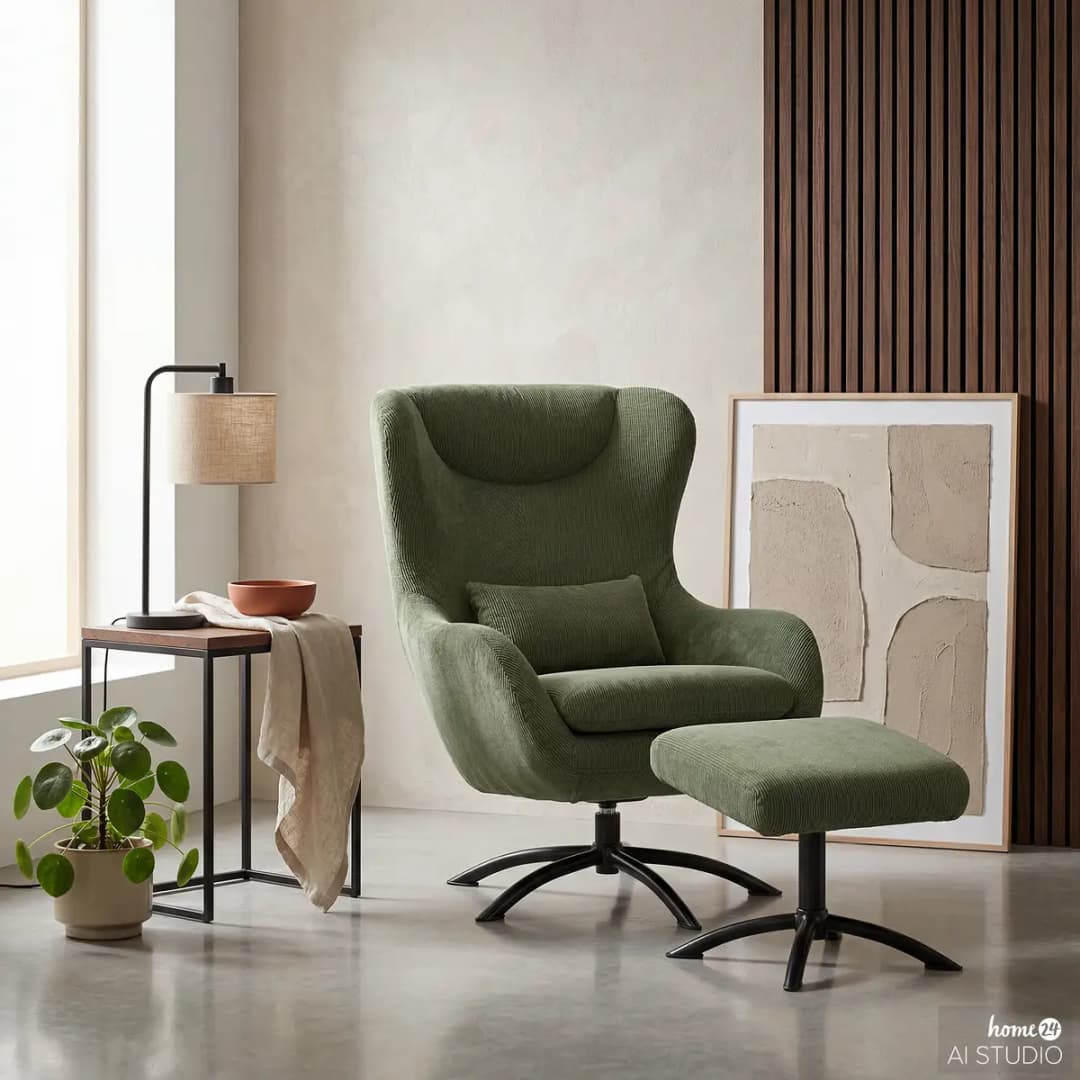 Fredriks Sessel Barnard mit Hocker | Grün