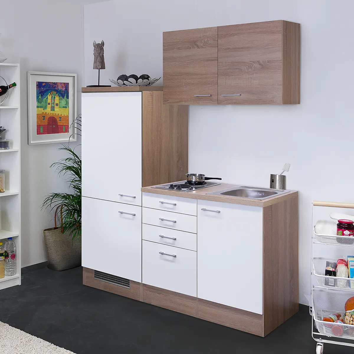 Singleküche Cresta 160cm | Braun