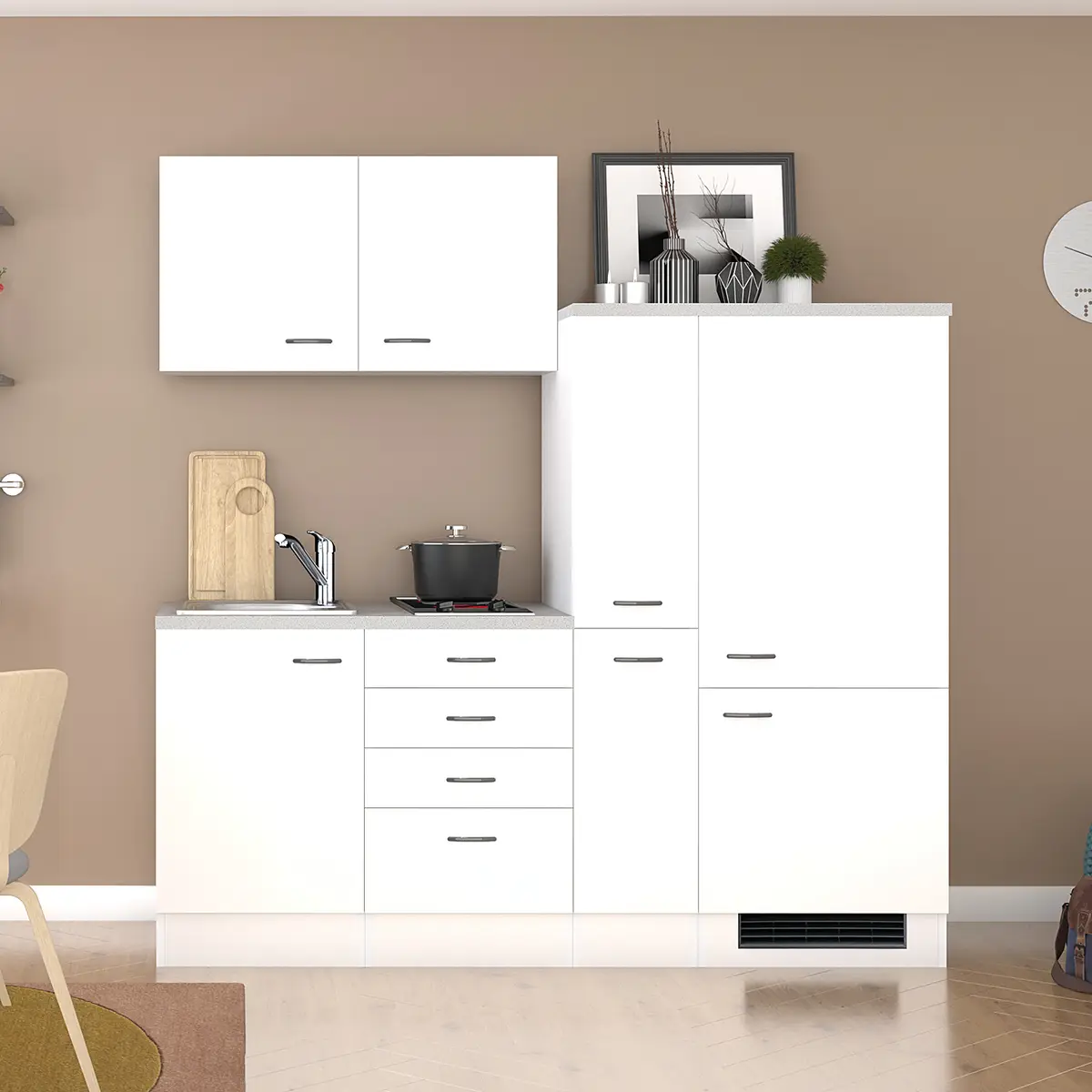 Singleküche Cresta 190cm Weiß/Weiß | Weiß