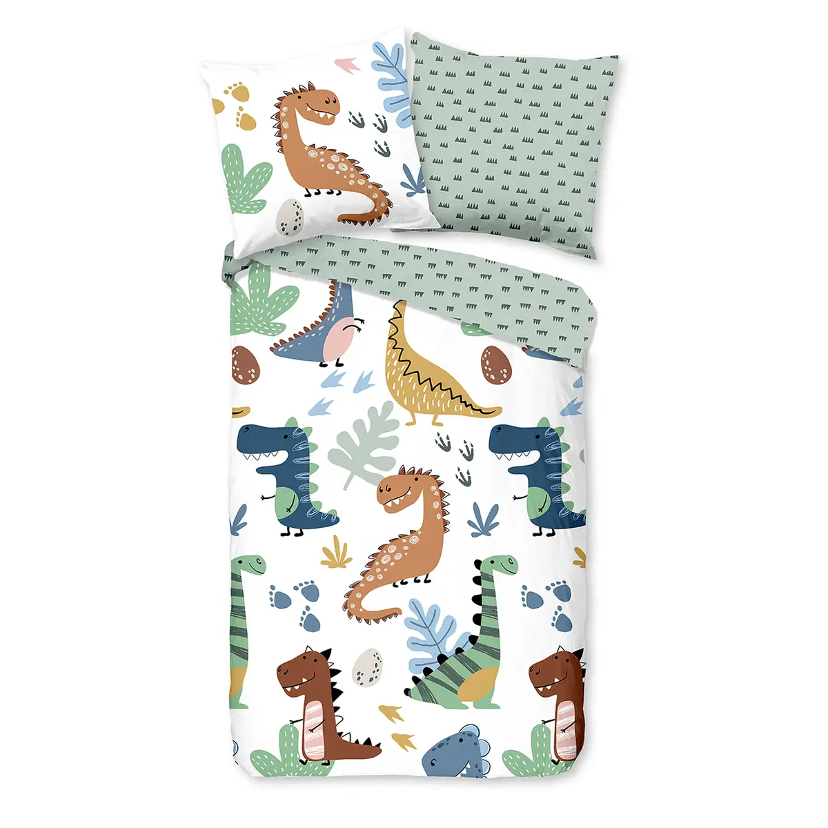 Kinderbettwäsche Dino 135 x 200cm Multicolor | Mehrfarbig