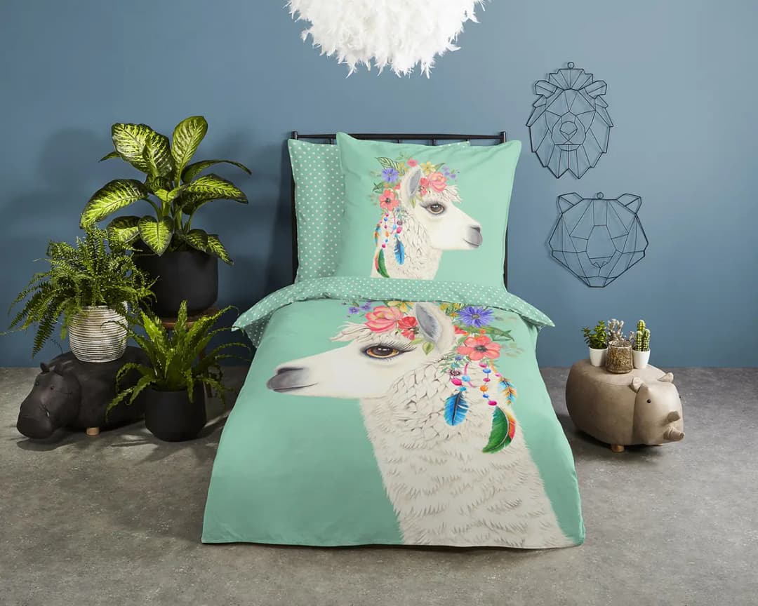 Kinderbettwäsche Joey 135 x 200cm Grün/Multicolor | Mehrfarbig