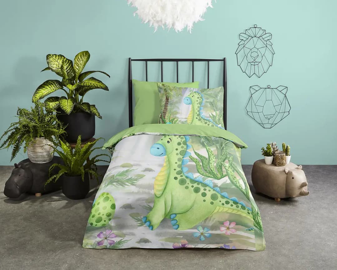 Kinderbettwäsche Dani 140 x 240cm Grün/Multicolor | Mehrfarbig
