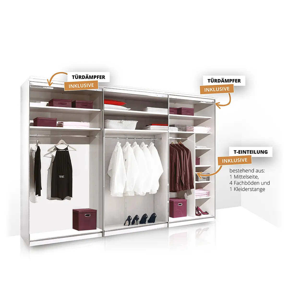 Schwebetürenschrank Sonate | Weiß