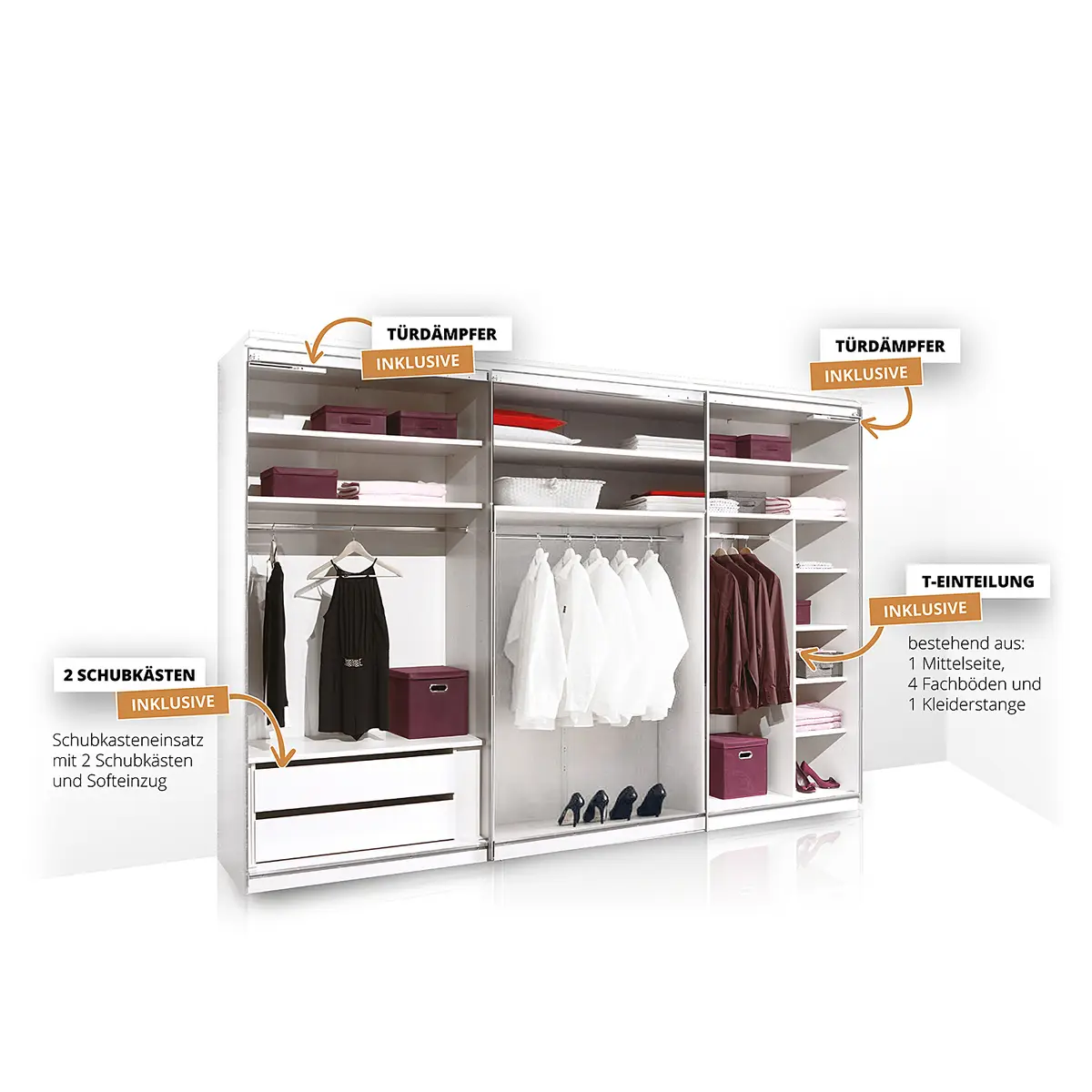 Schwebetürenschrank Sonate | Grau