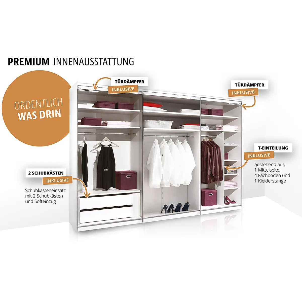 Schwebetürenschrank Sinfonie Plus Typ A | Beige