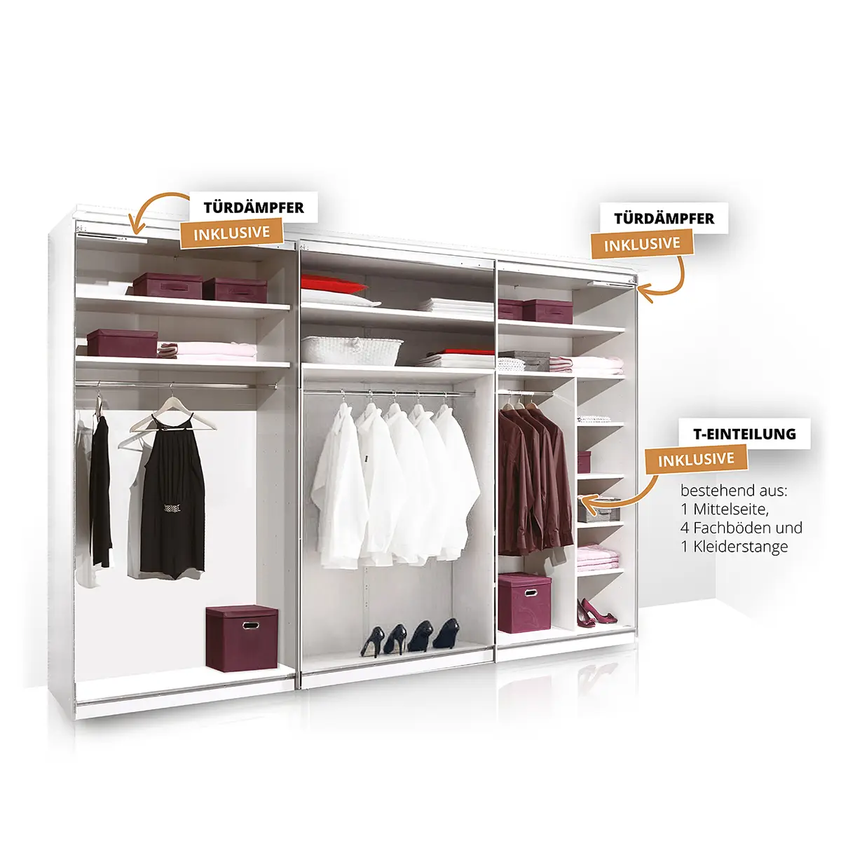 Schwebetürenschrank Includo Typ A | Grau