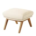 Polsterhocker mit Holzfüßen | Beige