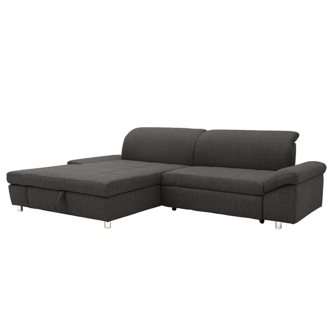 Ecksofa Altomna mit Longchair Grau Webstoff Cody | Grau