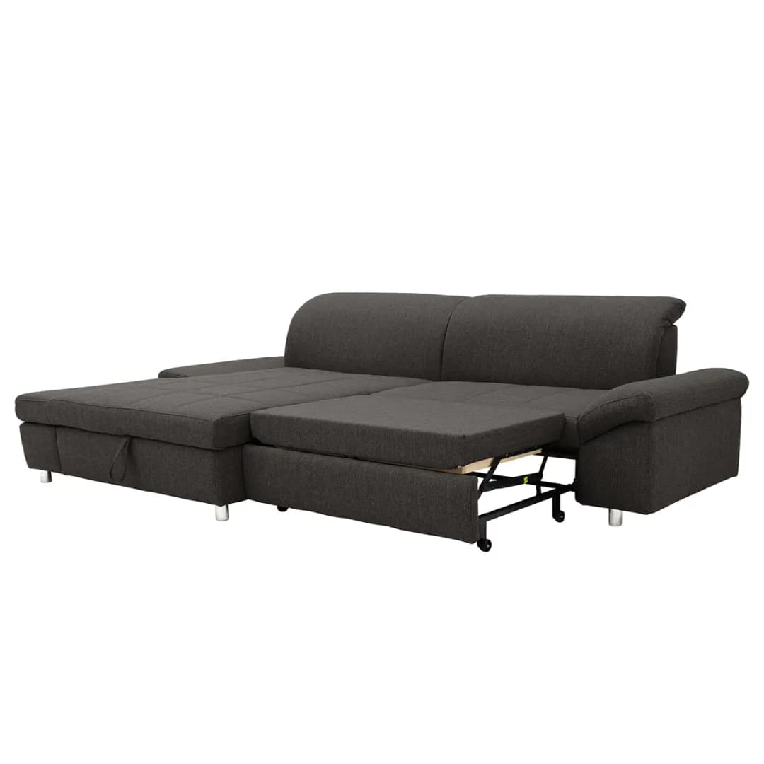 Ecksofa Altomna mit Longchair Grau Webstoff Cody | Grau