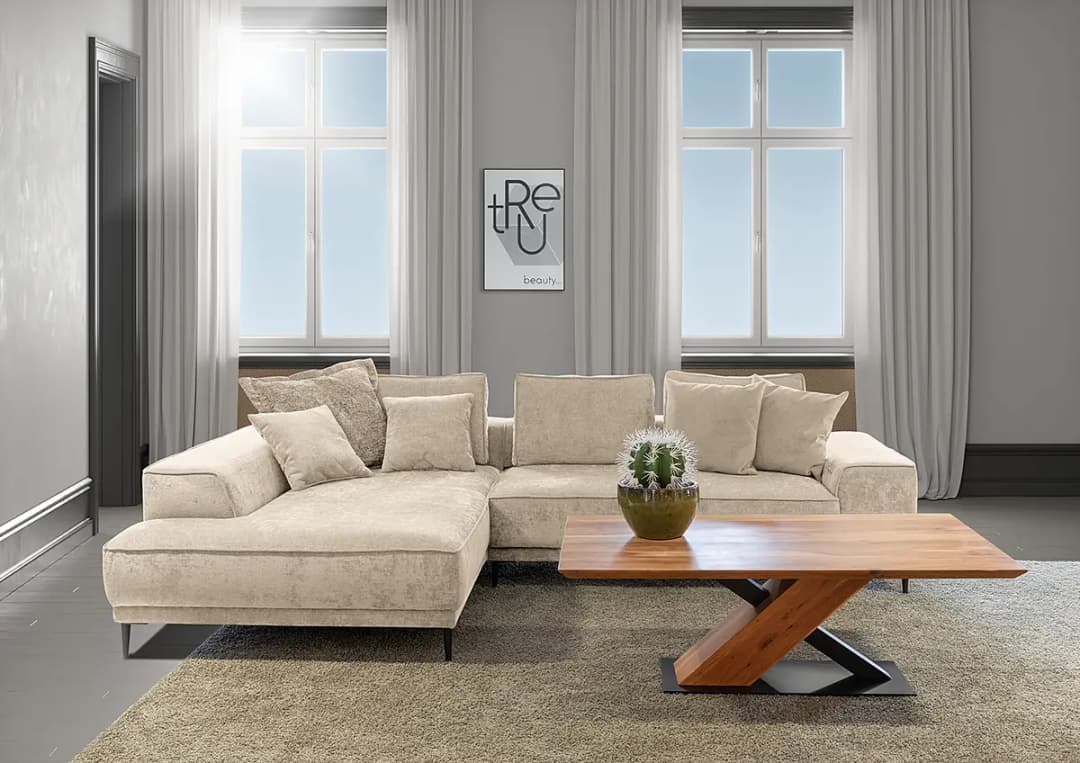 Ecksofa Sonega Beige Flachgewebe Flaka | Beige