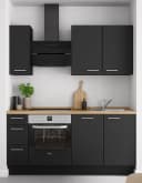 Küchenzeile High-Line Touch Variante A 180cm | Schwarz