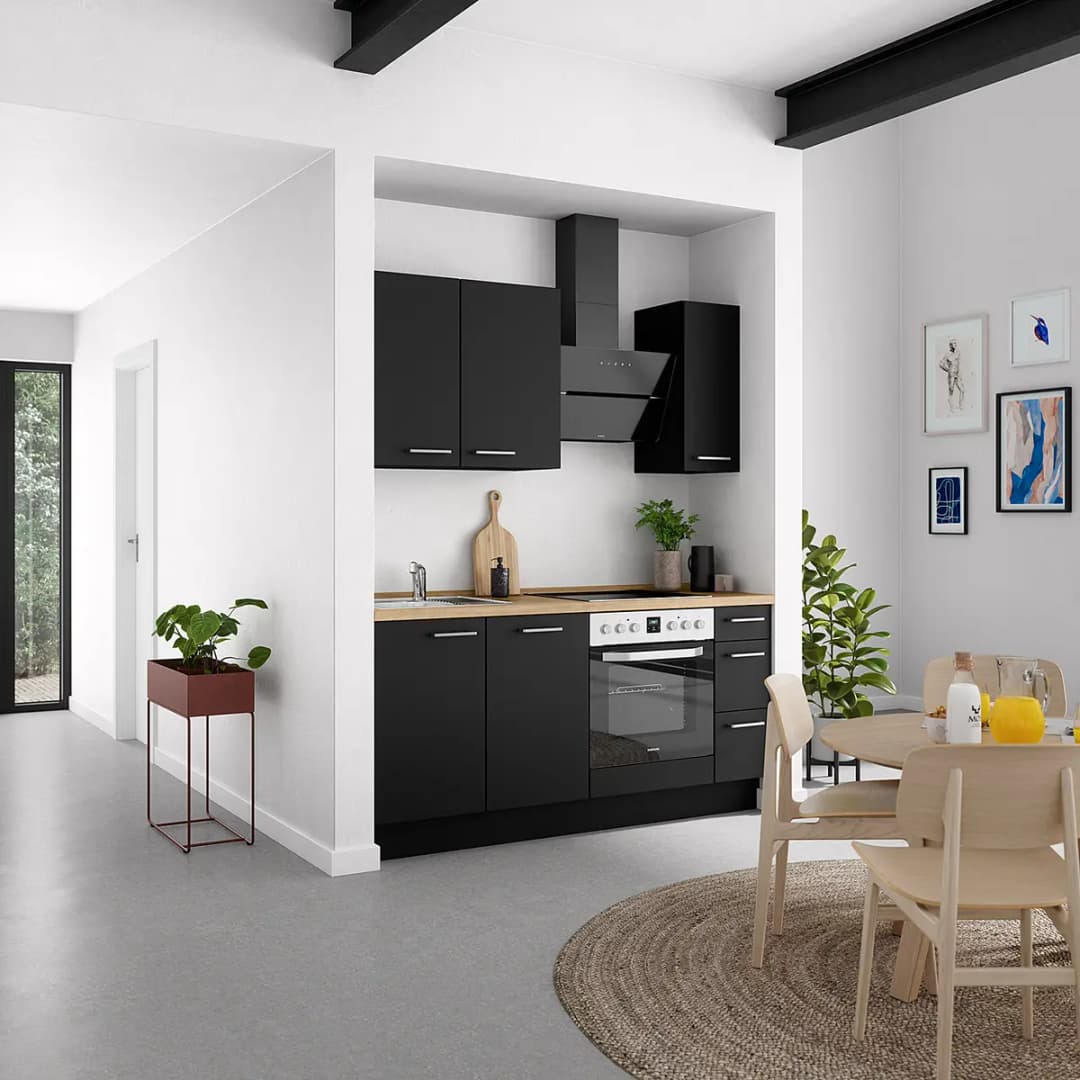 Küchenzeile High-Line Touch Variante A | Schwarz