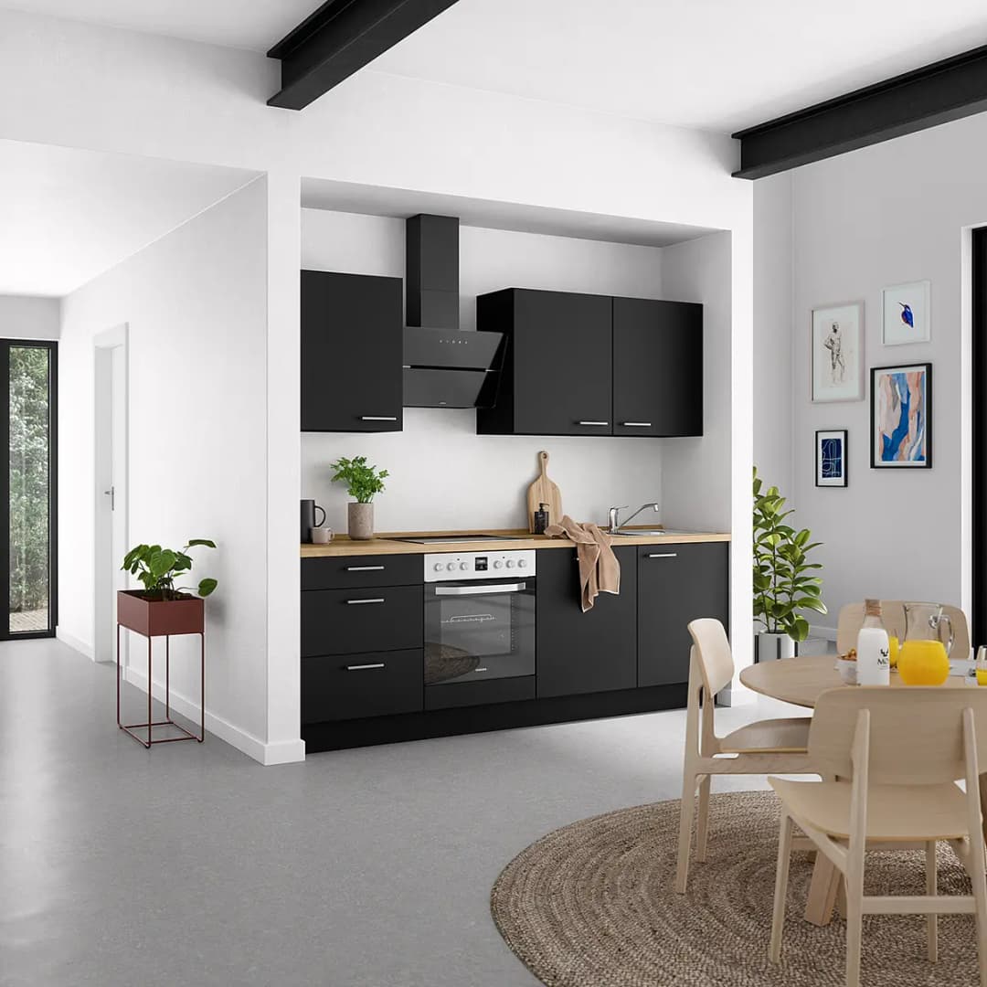 Küchenzeile High-Line Touch Variante C | Schwarz