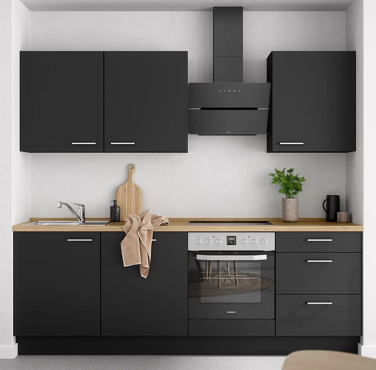 Küchenzeile High-Line Touch Variante C | Schwarz