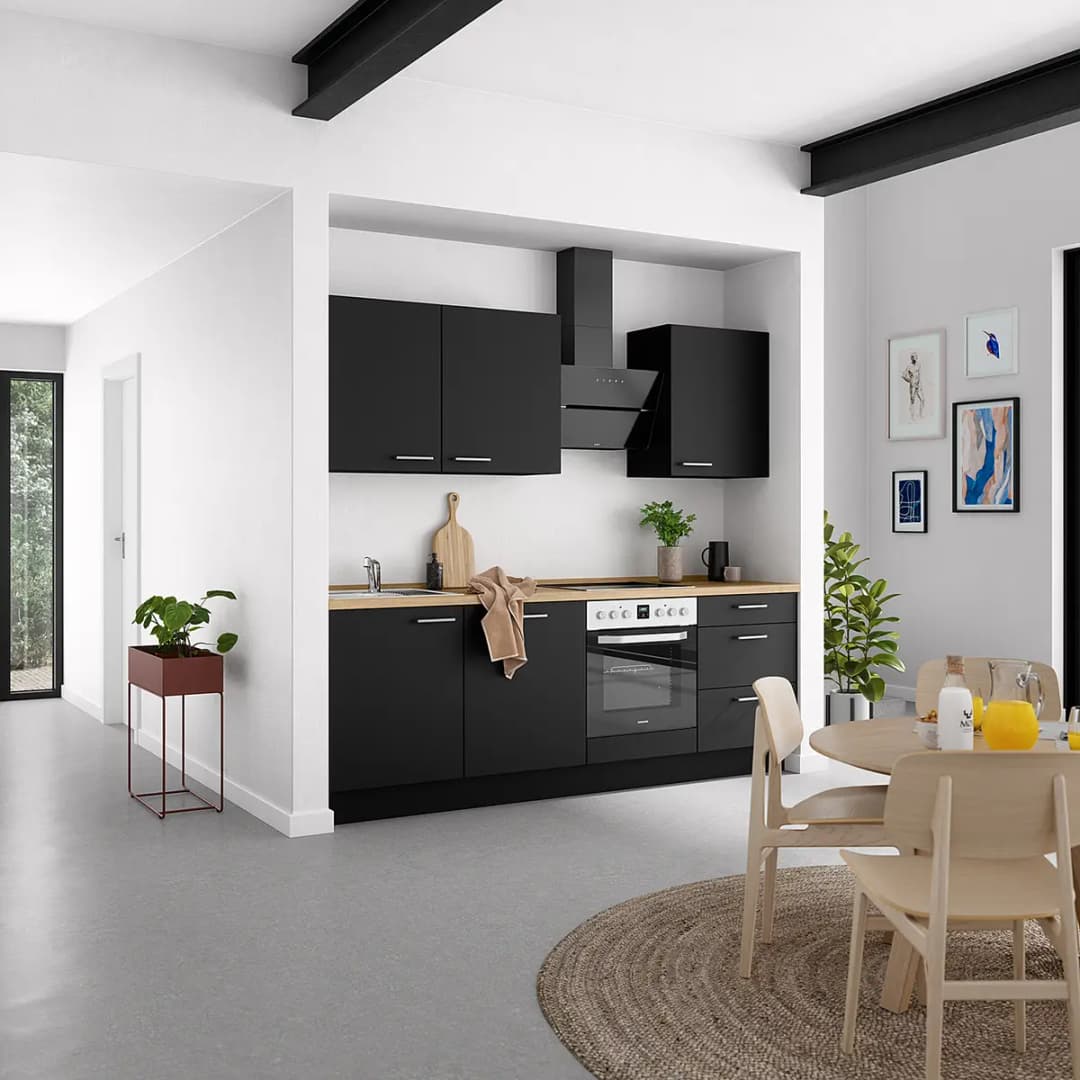 Küchenzeile High-Line Touch Variante C | Schwarz